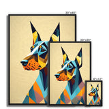Prismatic Dobe: A Geometric Portrait in Motion Framed Canvas