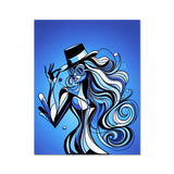 Viva La Diva: Where Moonlight Dances in Shades of Sapphire Fine Art Print
