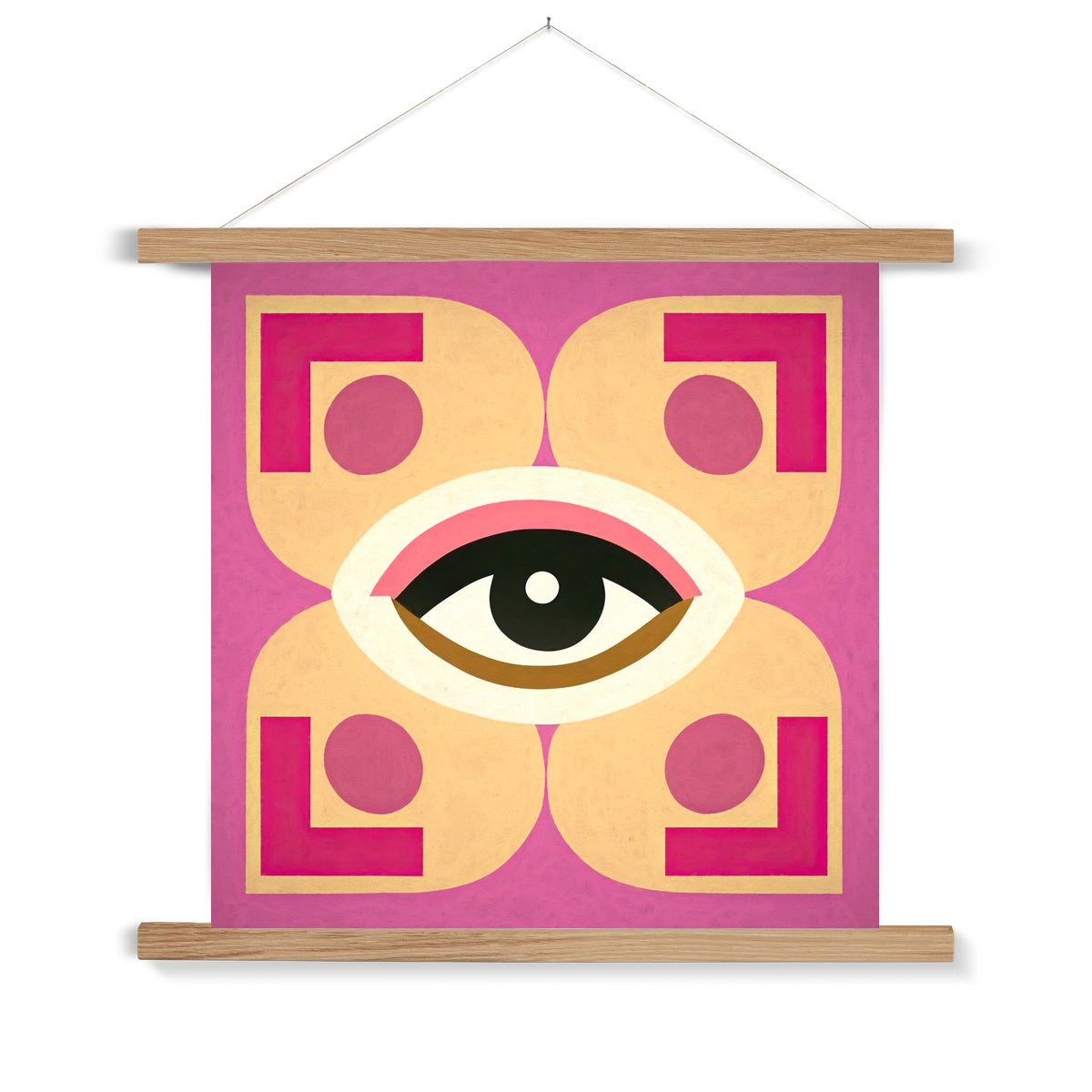 Eye of Harmony: Where Realism Meets Geometric Dreamscapes Fine Art Print with Hanger