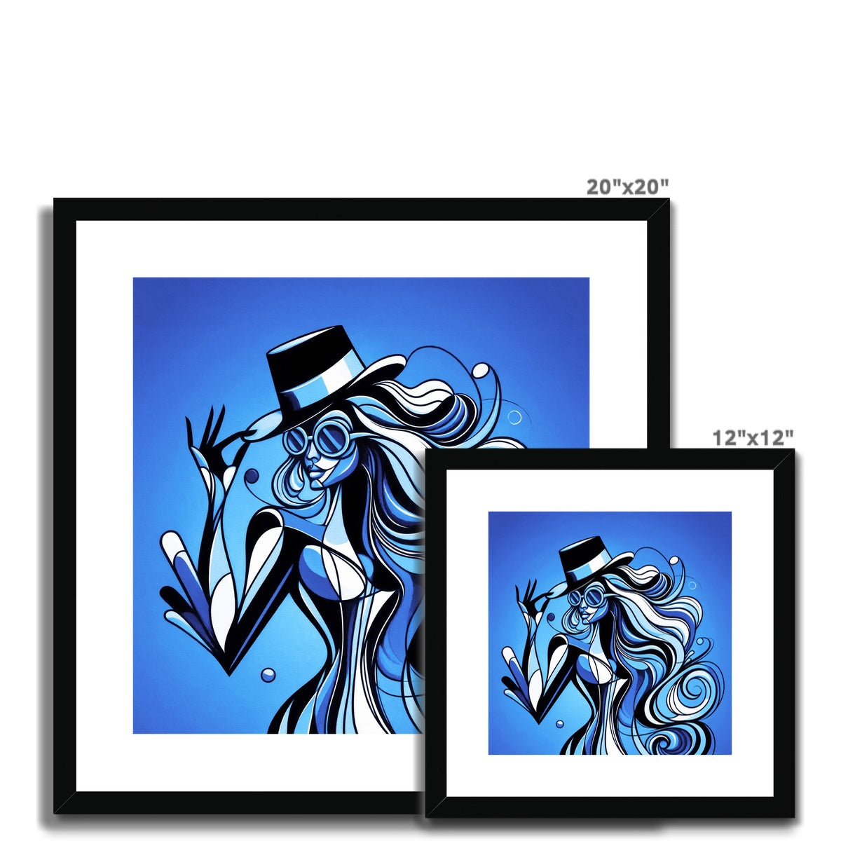 Viva La Diva: Where Moonlight Dances in Shades of Sapphire Framed & Mounted Print