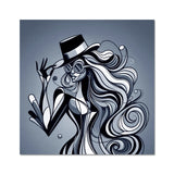 Viva La Diva: Where Shadows Dance in Shades of Silver Fine Art Print
