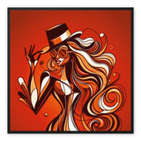 Viva La Diva: Where Confidence Dances in Shades of Oranges and Reds Framed Canvas