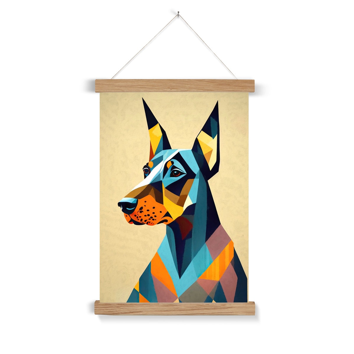 Prismatic Dobe: A Geometric Portrait in Motion Fine Art Print with Hanger