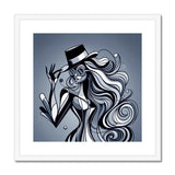 Viva La Diva: Where Shadows Dance in Shades of Silver Framed & Mounted Print