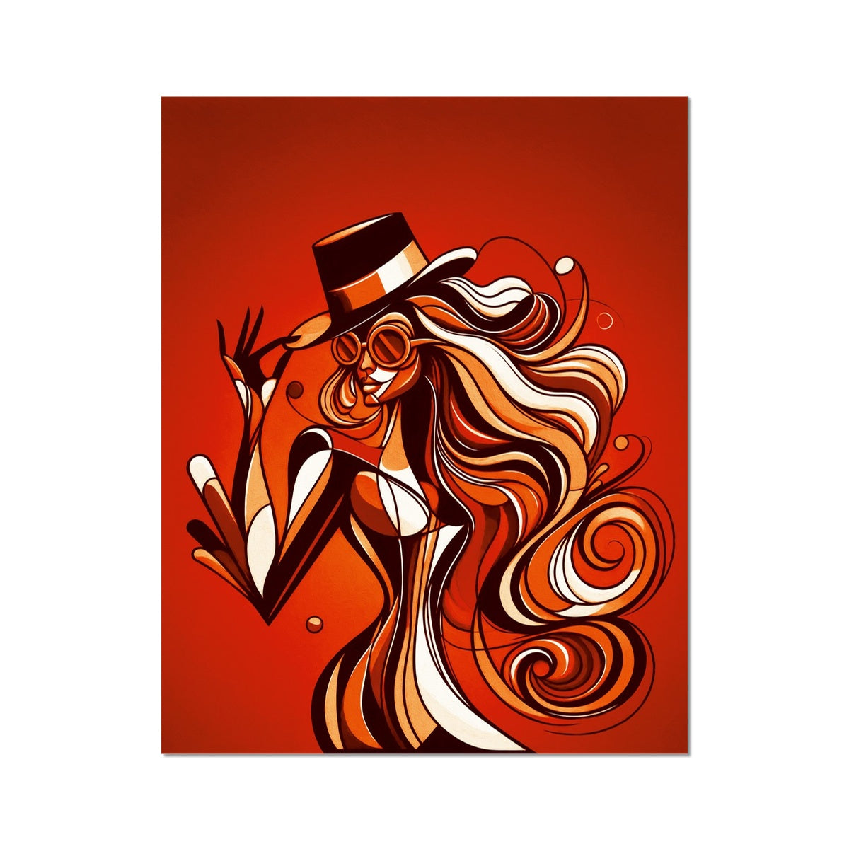 Viva La Diva: Where Confidence Dances in Shades of Oranges and Reds Wall Art Poster