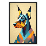 Prismatic Dobe: A Geometric Portrait in Motion Framed Canvas
