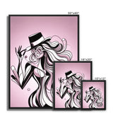 Viva La Diva: A Ballet of Blush and Boldness Against Rose-Colored Skies Framed Canvas
