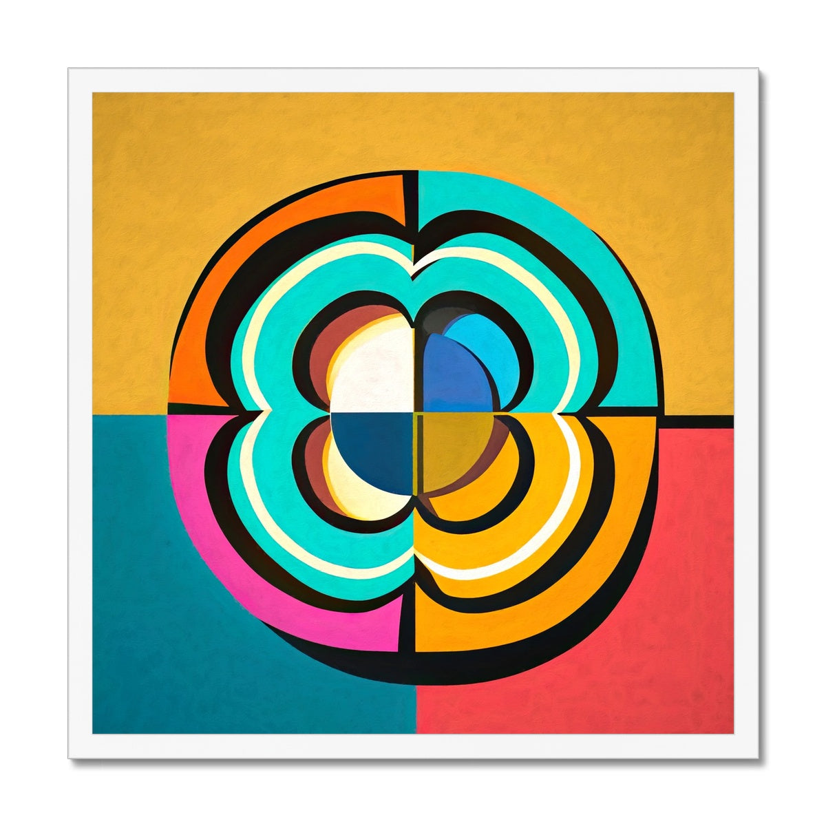 Mesmerising Dimensions: Dive into a World of Vibrant Abstraction Budget Framed Poster