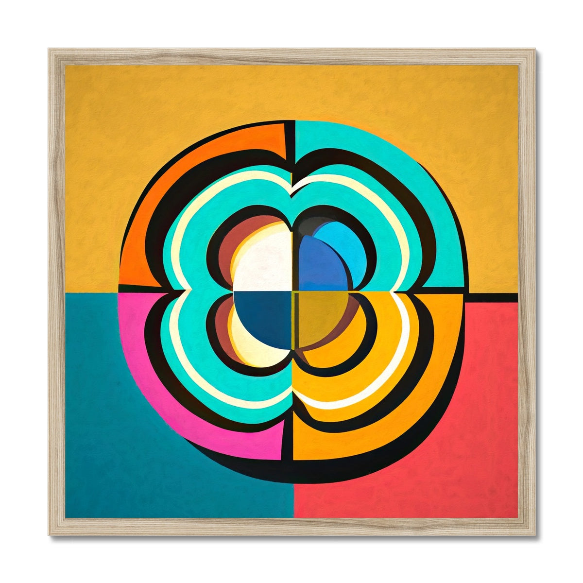 Mesmerising Dimensions: Dive into a World of Vibrant Abstraction Budget Framed Poster