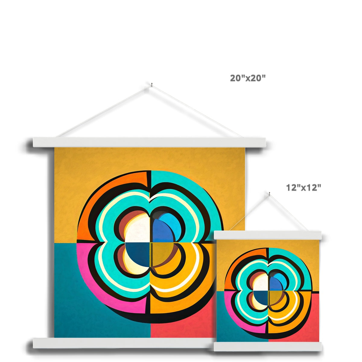 Mesmerising Dimensions: Dive into a World of Vibrant Abstraction Fine Art Print with Hanger